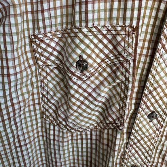 RANCHO Estancia Men's Vintage Mini Check Long Sleeve Button Shirt Brown Size XL - Picture 3 of 12